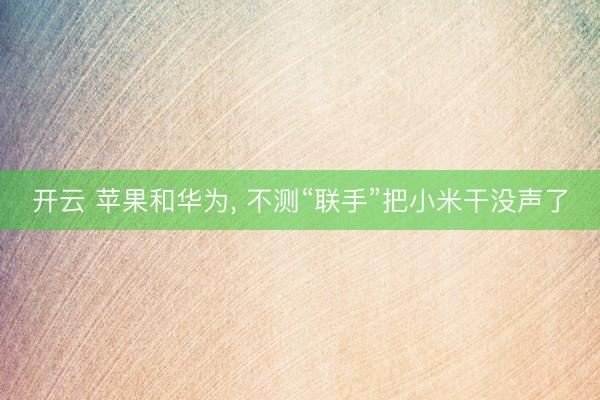 开云 苹果和华为, 不测“联手”把小米干没声了