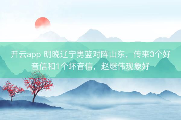 开云app 明晚辽宁男篮对阵山东，传来3个好音信和1个坏音信，赵继伟现象好